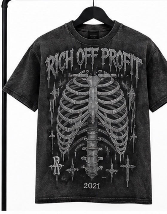 Charcoal skeleton tee exactly cropped from owner's supplied photo